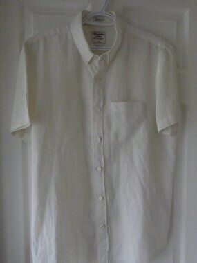 Abercrombie & Fitch Men's Linen Short Sleeve Shirt Large White Beach Summer Cool